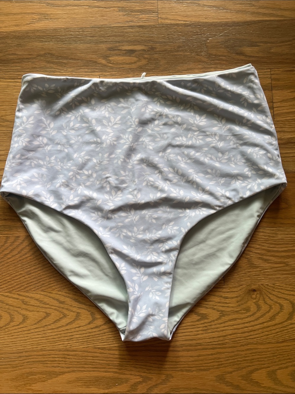 High-Waist Reversible Bikini Bottoms in Light Blue